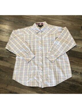 Ariat Pro Series Womens 2XL Purple & Gray Pearl Snap Western Shirt